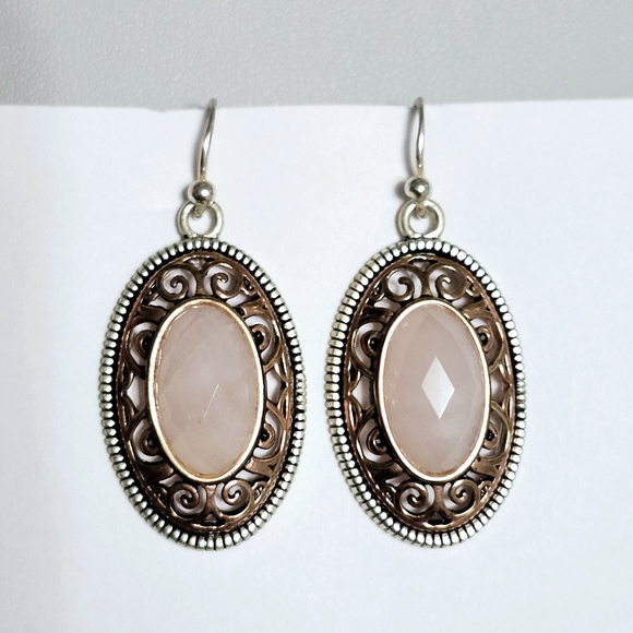BARSE Rose Quartz Silver Earrings 1.5" - Picture 10 of 12